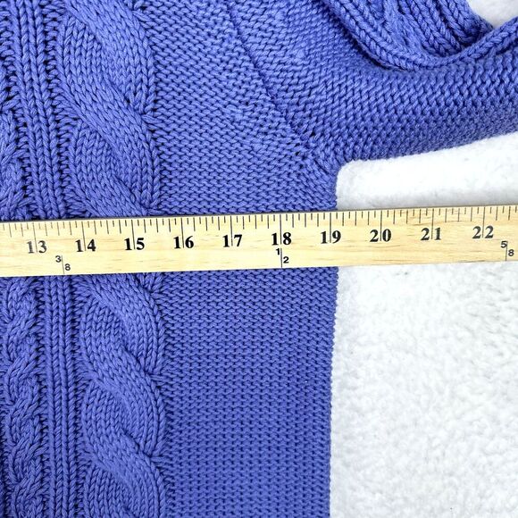 LL Bean Double L Mixed Cable Sweater Womens Sz L Larkspur Funnel Neck Cozy NWT - Picture 9 of 15